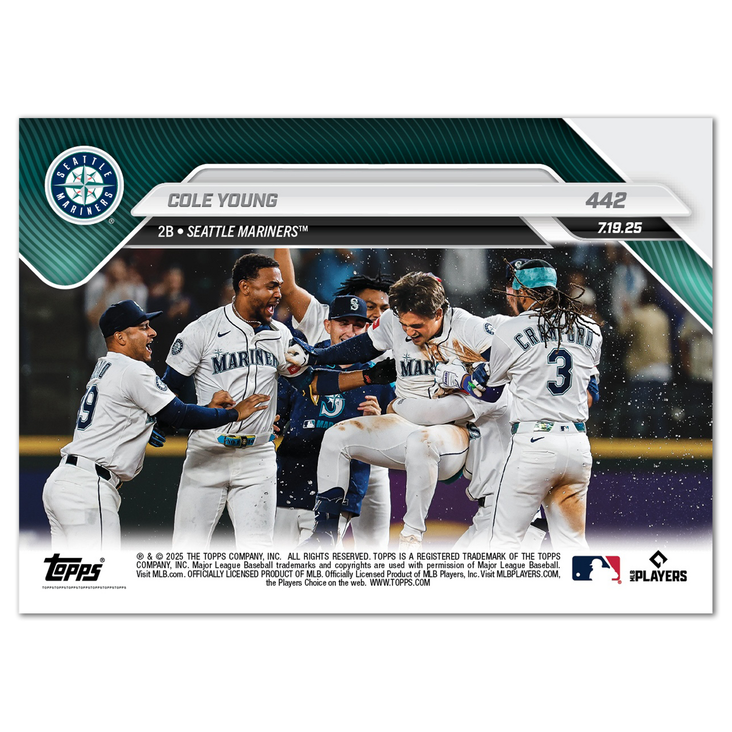 Cole Young - 2025 MLB Topps NOW® - Card 442 - PR: 731