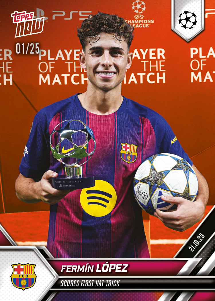 Fermín López - 2025-26 UCL Topps NOW® - Card 32 - PR: 951