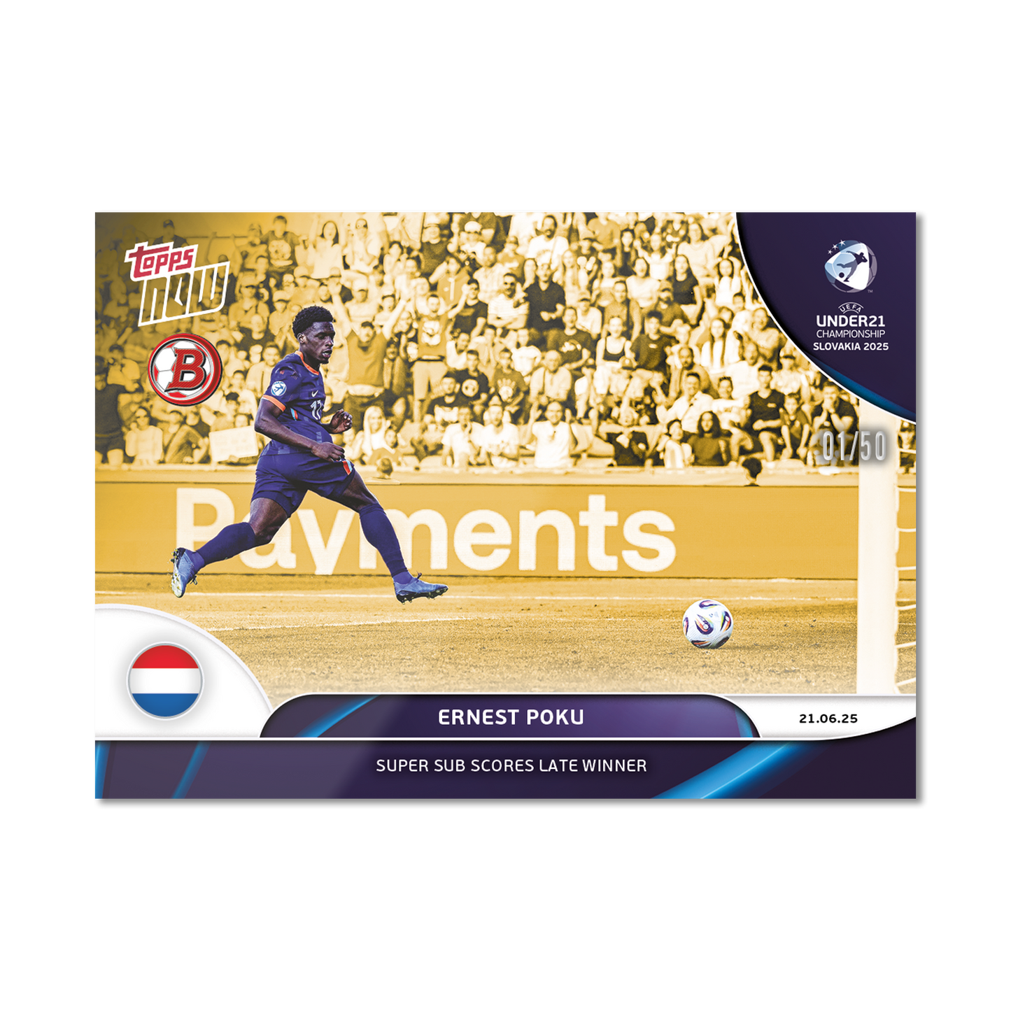 Ernest Poku - 2025 UEFA Euro U-21 Topps NOW® - Card 8 - PR: 86