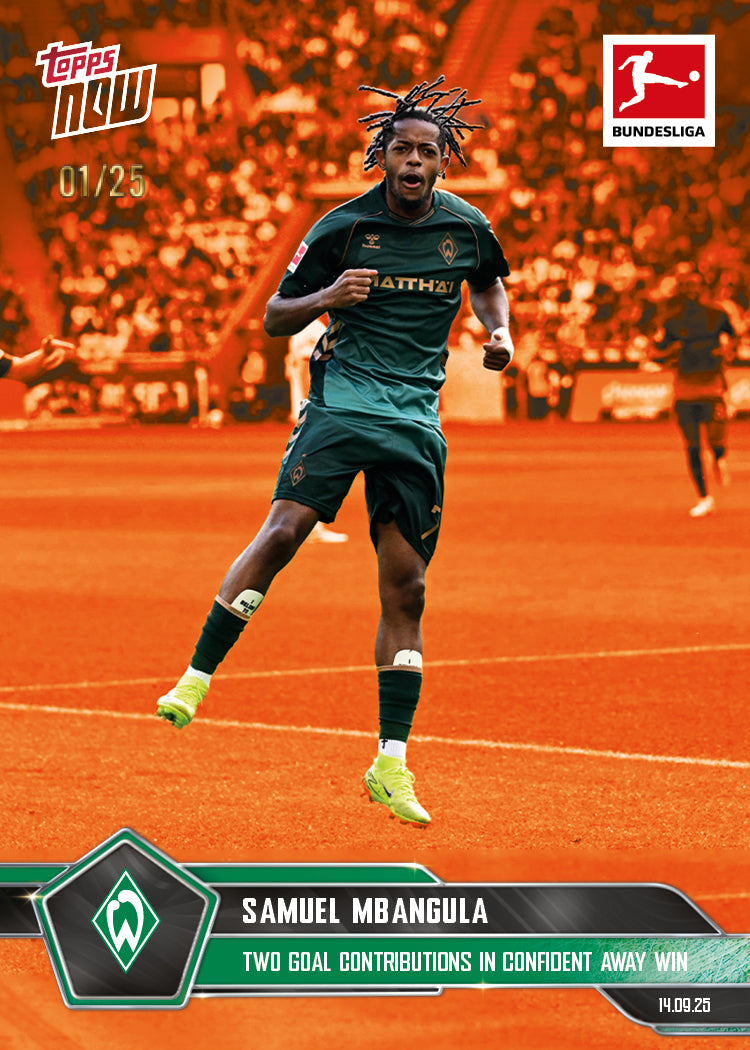 Samuel Mbangula - 2025-26 Bundesliga Topps NOW® - Card 22 - PR: 326