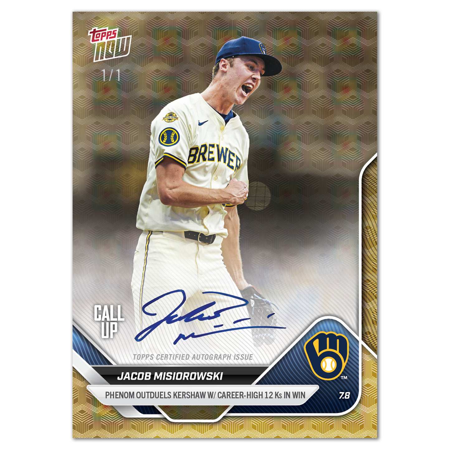 Jacob Misiorowski - 2025 MLB Topps NOW® - Card 402 - LOOK FOR AUTOS - PR: 7823