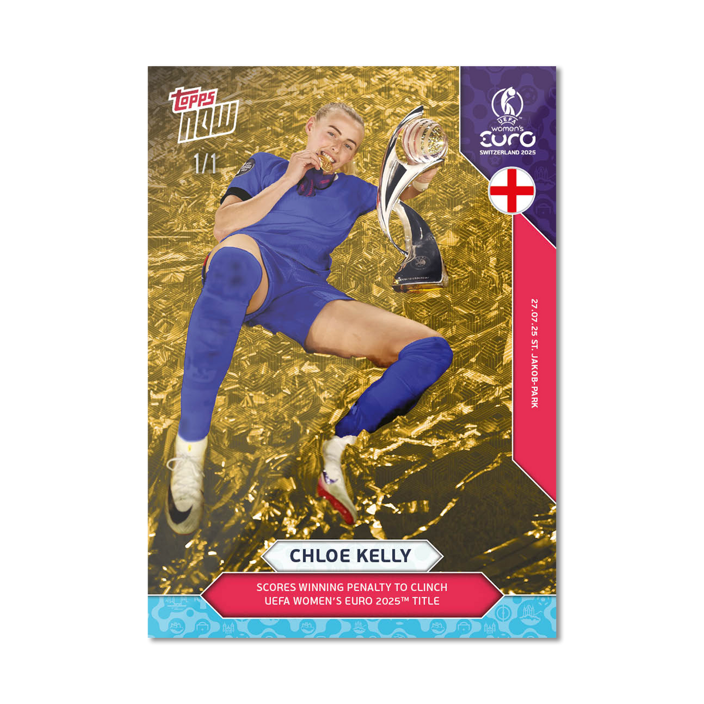 Chloe Kelly - UEFA Women’s EURO 2025™ Topps NOW® - Card 28 - LOOK FOR AUTO-RELICS - PR: 1484