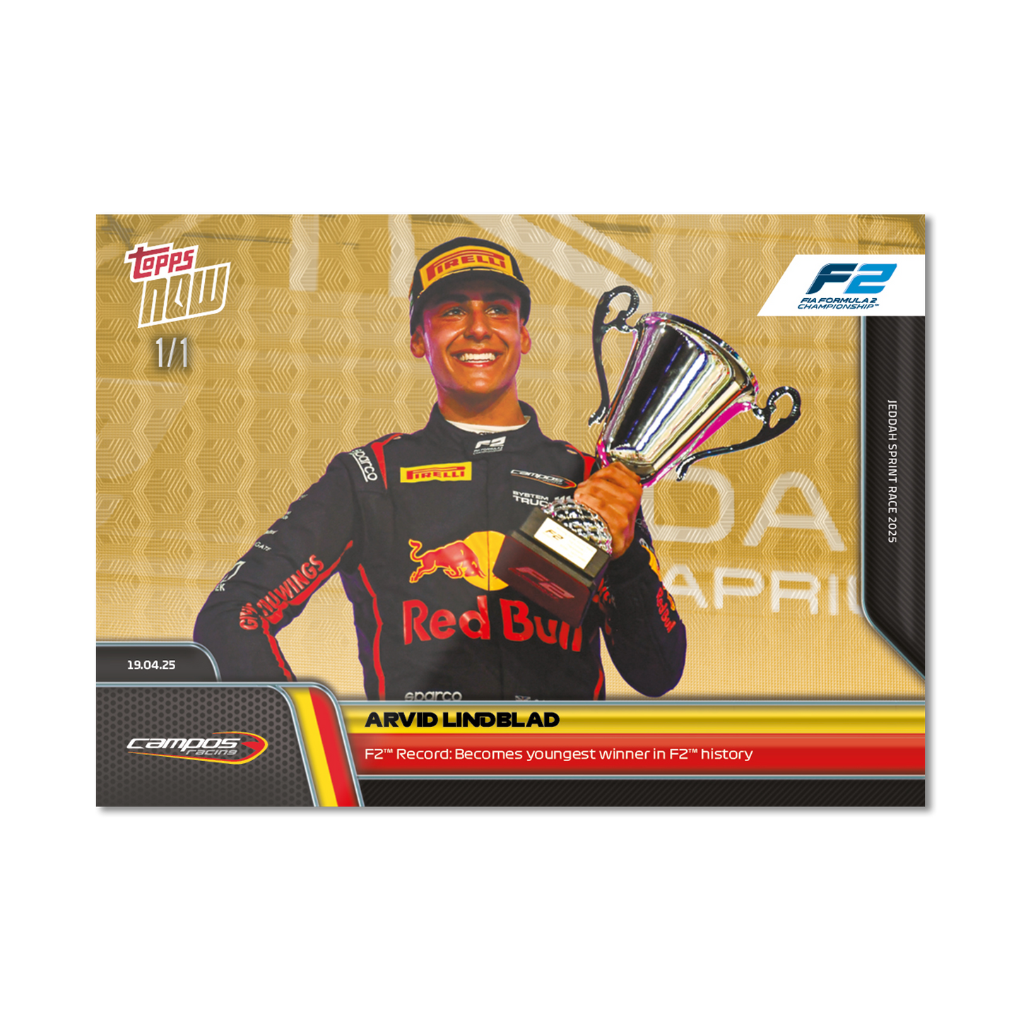 Arvid Lindblad - 2025 Formula 1® Topps NOW® - Card 32 - PR: 1075
