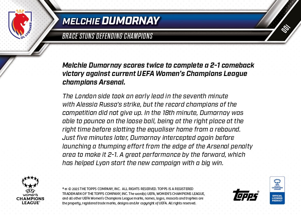 Melchie Dumornay - 2025-26 UWCL Topps NOW® - Card 1