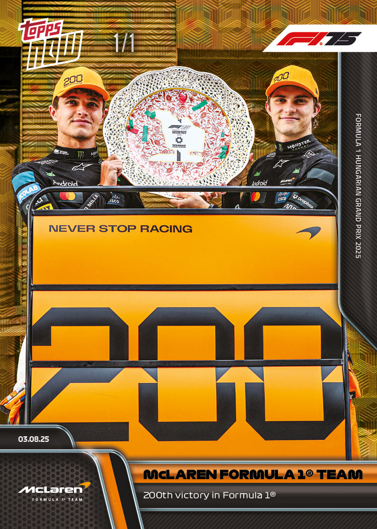 McLaren Formula 1® Team - 2025 Formula 1® Topps NOW® - Card 54 - PR: 3428