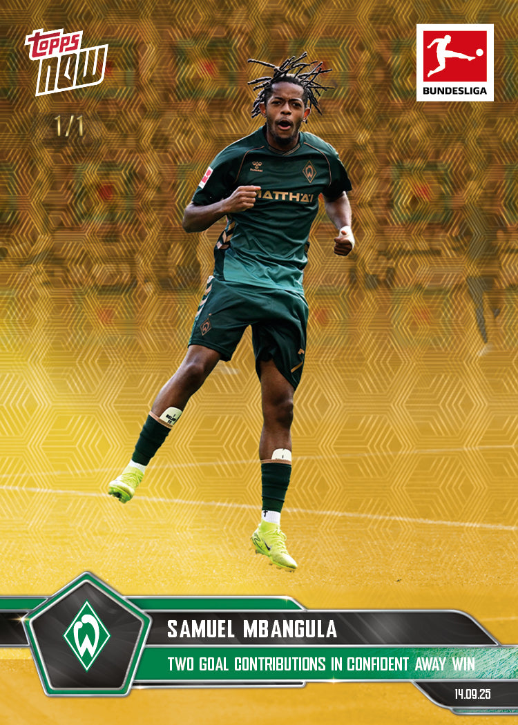 Samuel Mbangula - 2025-26 Bundesliga Topps NOW® - Card 22 - PR: 326