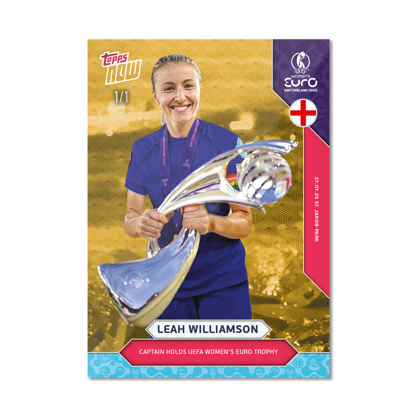 Leah Williamson - UEFA Women’s EURO 2025™ Topps NOW® - Card 27 - LOOK FOR AUTO - PR: 915