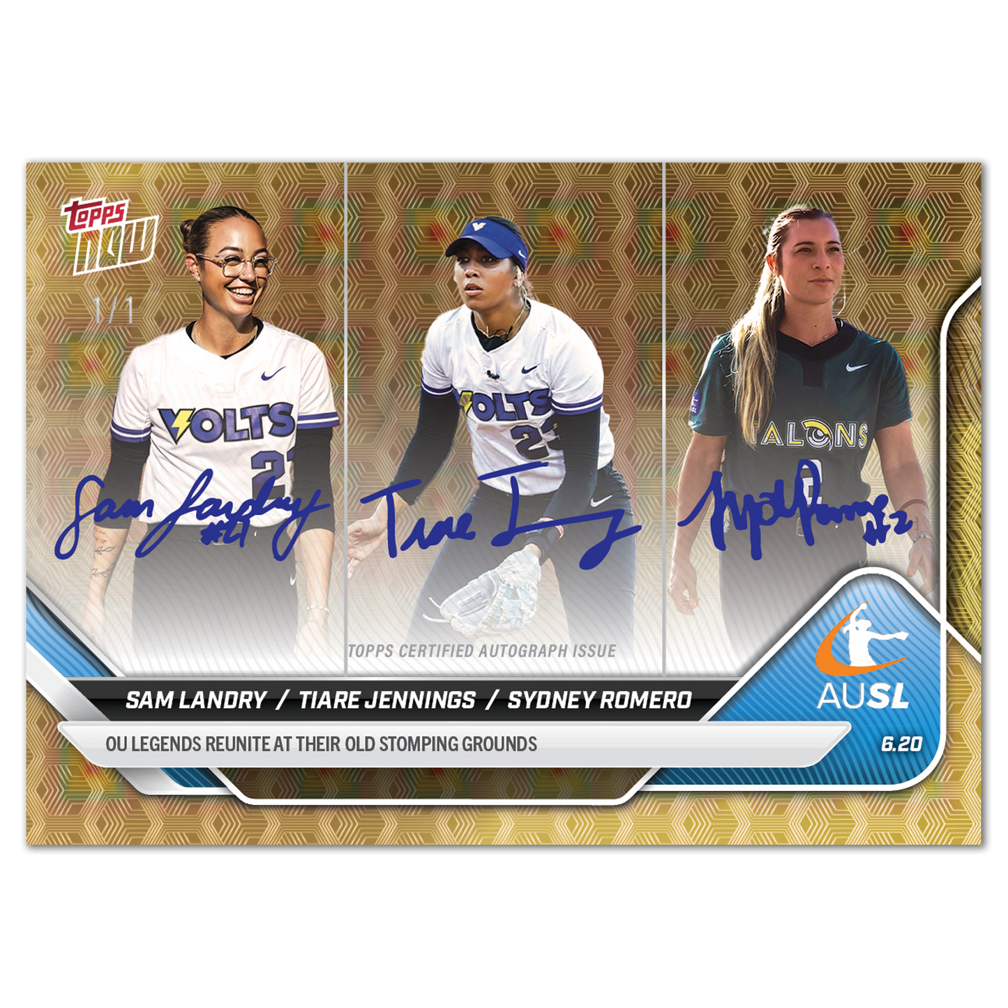 Sam Landry / Tiare Jennings / Sydney Romero - 2025 AUSL Topps NOW® - Card 10 - LOOK FOR AUTO - PR: 1564