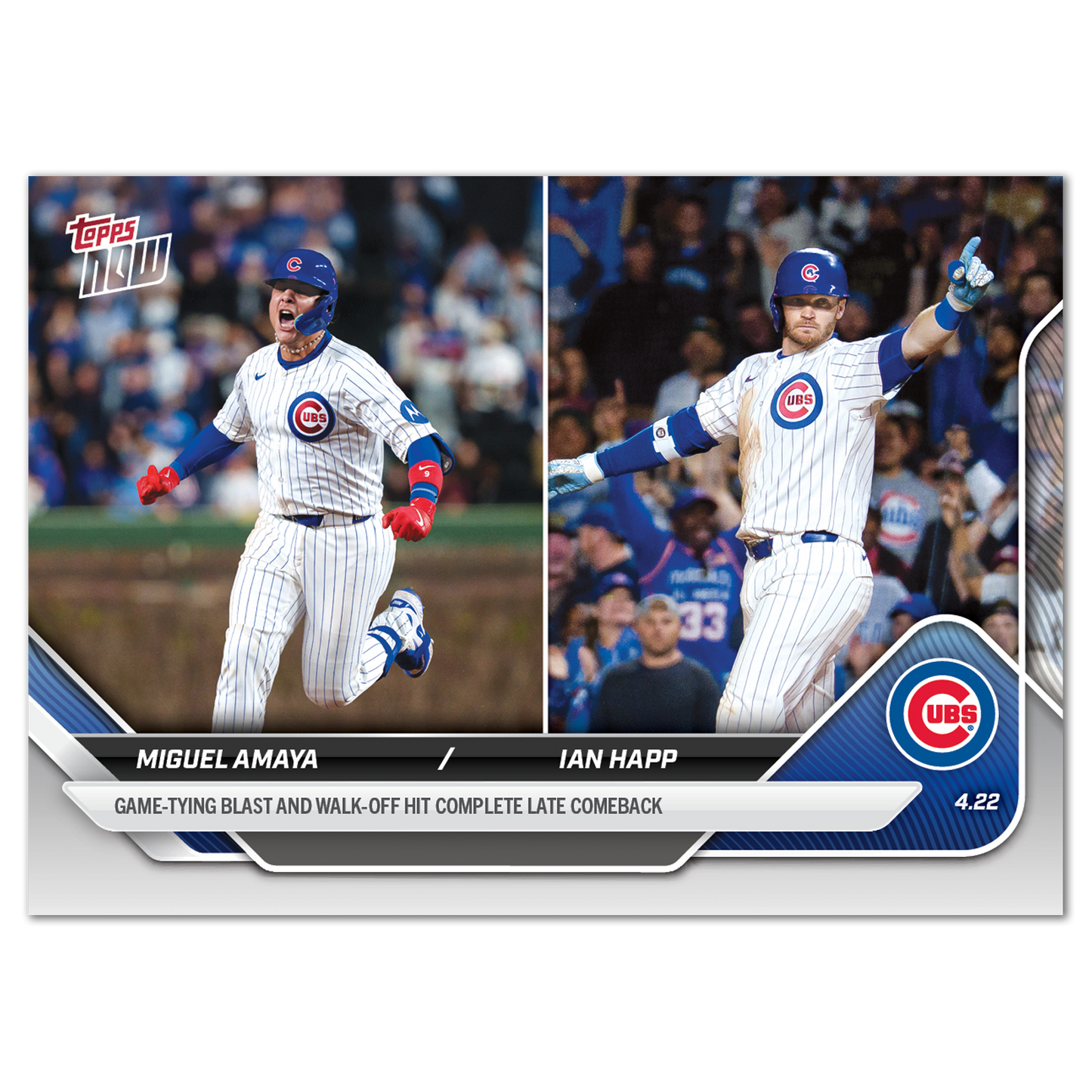 Miguel Amaya/Ian Happ - 2025 MLB Topps NOW® - Card 98 - PR: 858