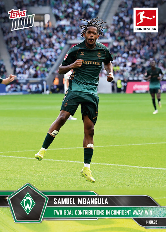 Samuel Mbangula - 2025-26 Bundesliga Topps NOW® - Card 22 - PR: 326