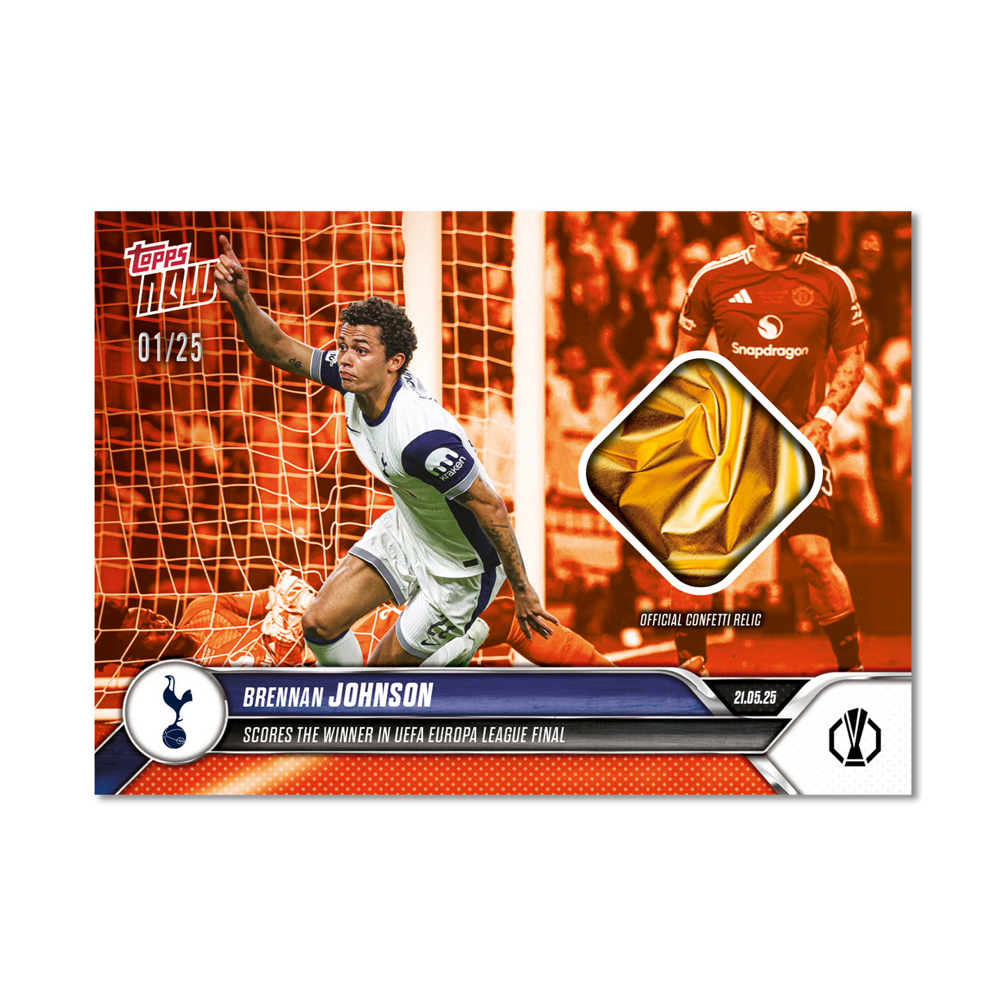 Brennan Johnson - 2024-25 UEL Topps NOW® Card 36 - LOOK FOR RELIC AND AUTO-RELIC - PR: 1925