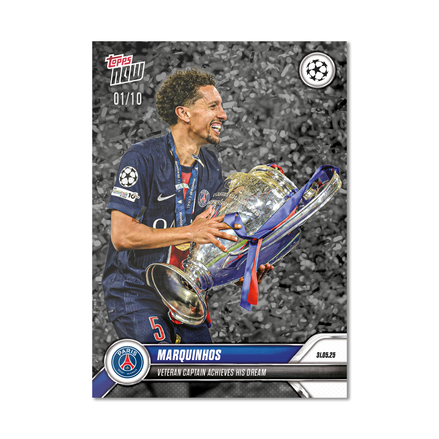Marquinhos - 2024-25 UCL Topps NOW® - Card 160 - LOOK FOR AUTO - PR: 1299