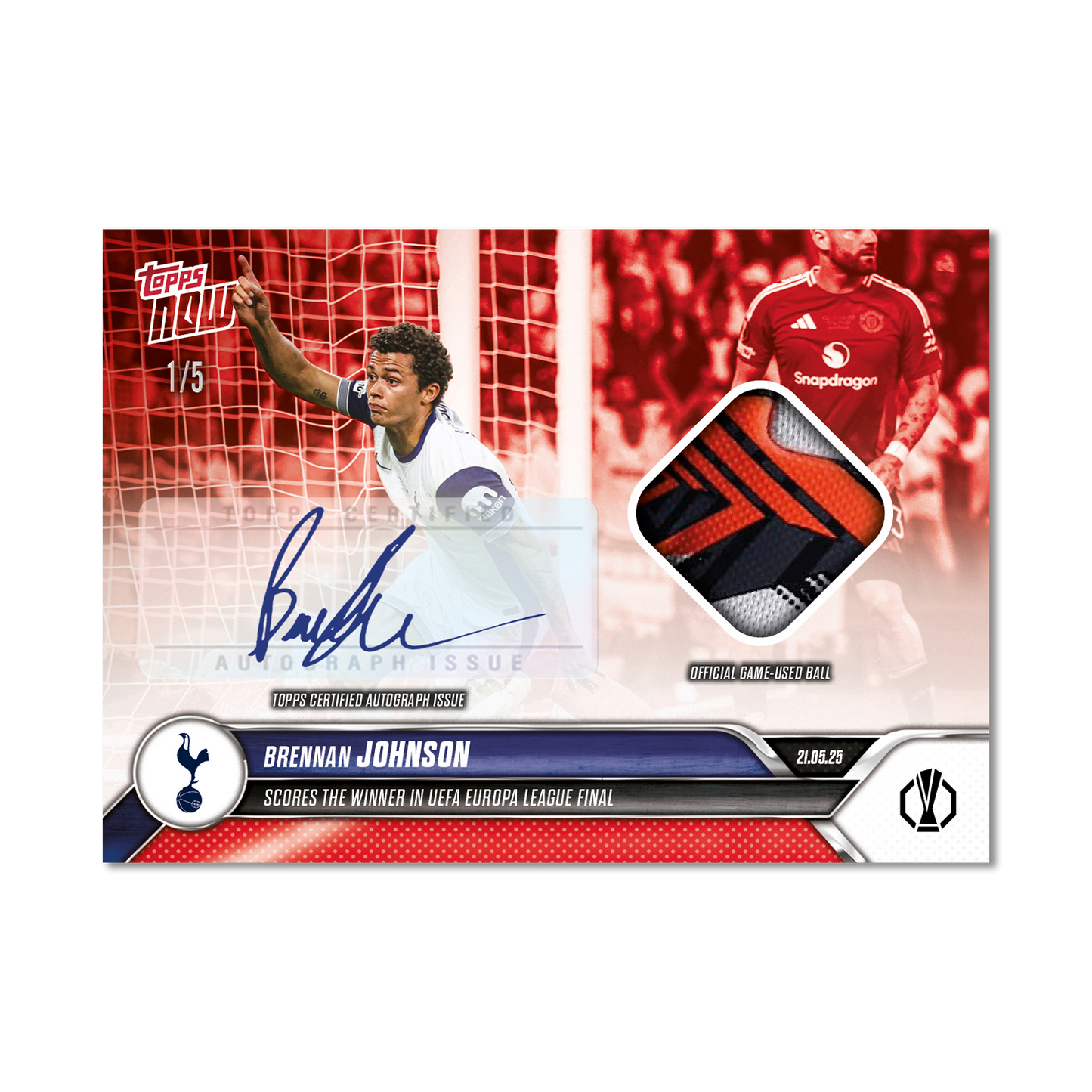 Brennan Johnson - 2024-25 UEL Topps NOW® Card 36 - LOOK FOR RELIC AND AUTO-RELIC - PR: 1925