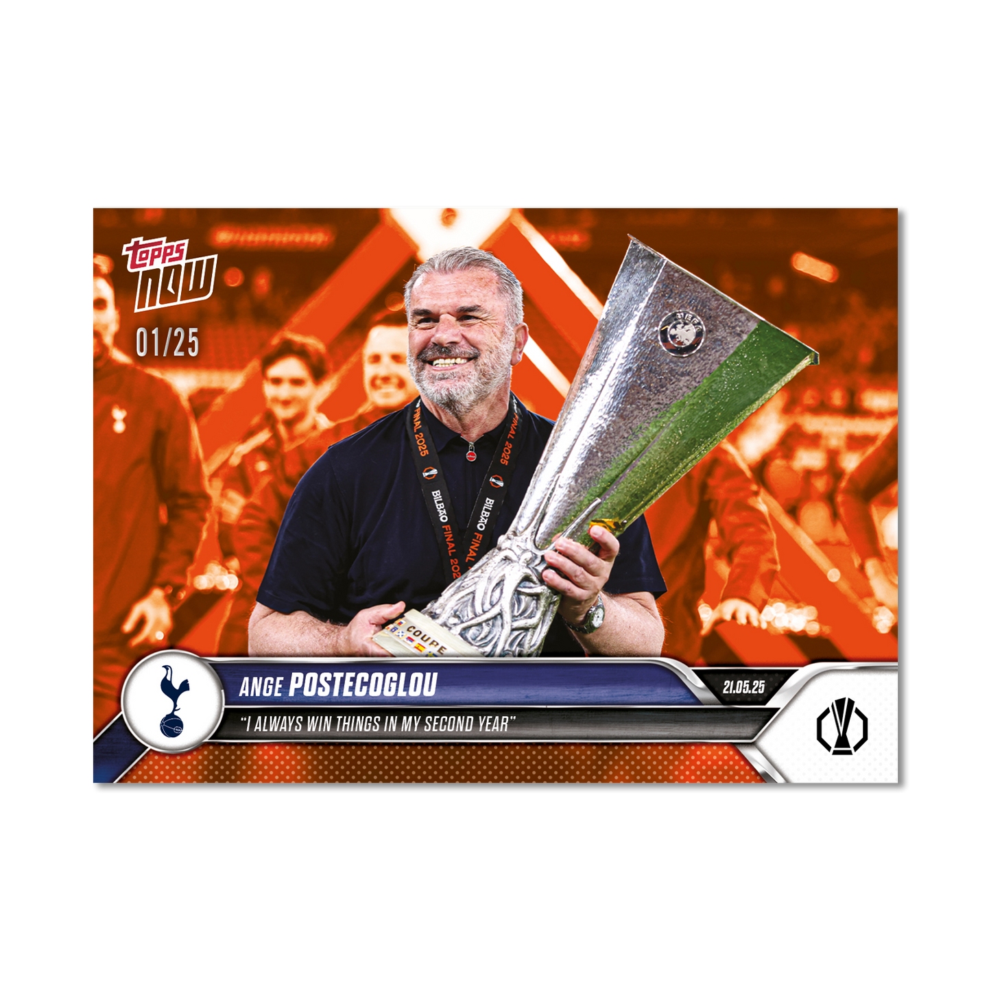 Ange Postecoglou - 2024-25 UEL Topps NOW® Card 35 - LOOK FOR RELIC - PR: 1765