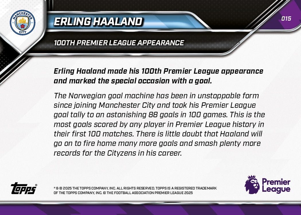 Erling Haaland - 2025-26 Premier League Topps NOW® - Card 15 - PR: 1340