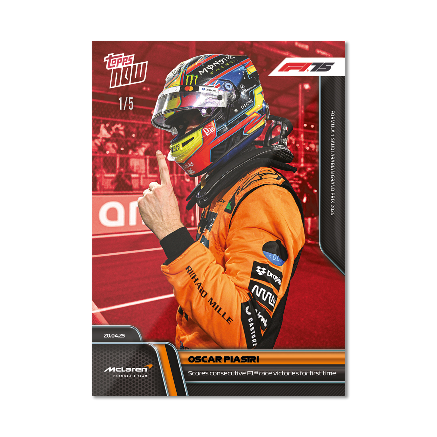 Oscar Piastri - 2025 Formula 1® Topps NOW® - Card 31 - PR: 2723