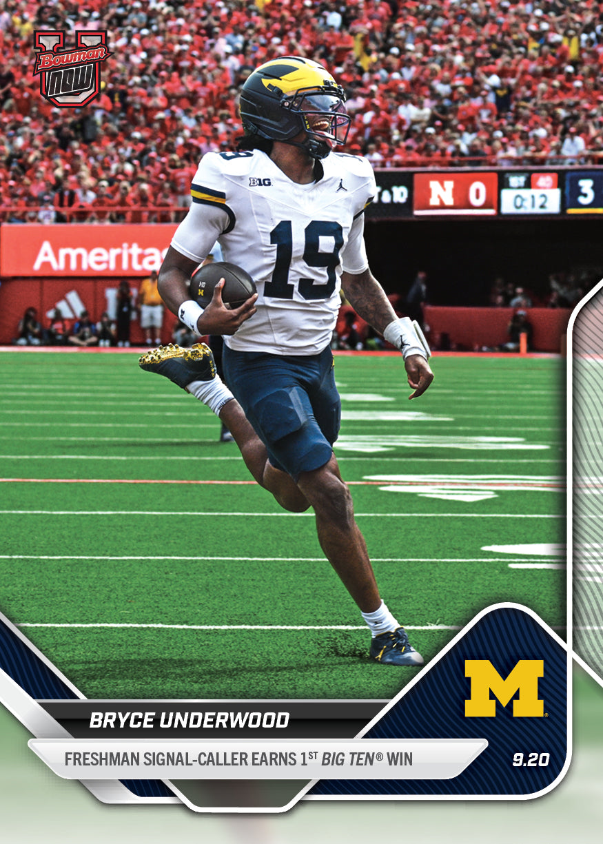 Bryce Underwood - 2025-26 Bowman U NOW® Football - Card 15 - PR: 2226