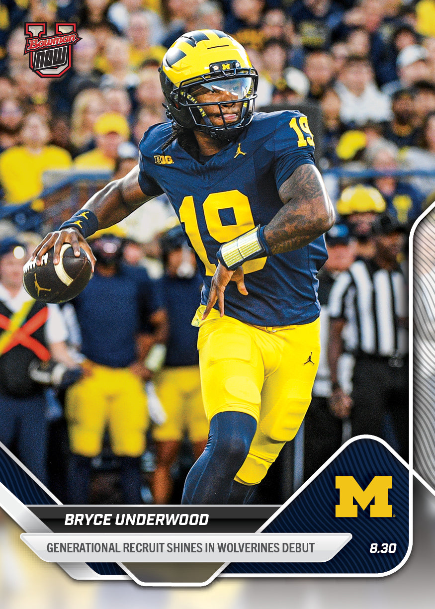 Bryce Underwood - 2025-26 Bowman U NOW® Football - Card 1 - PR: 10929