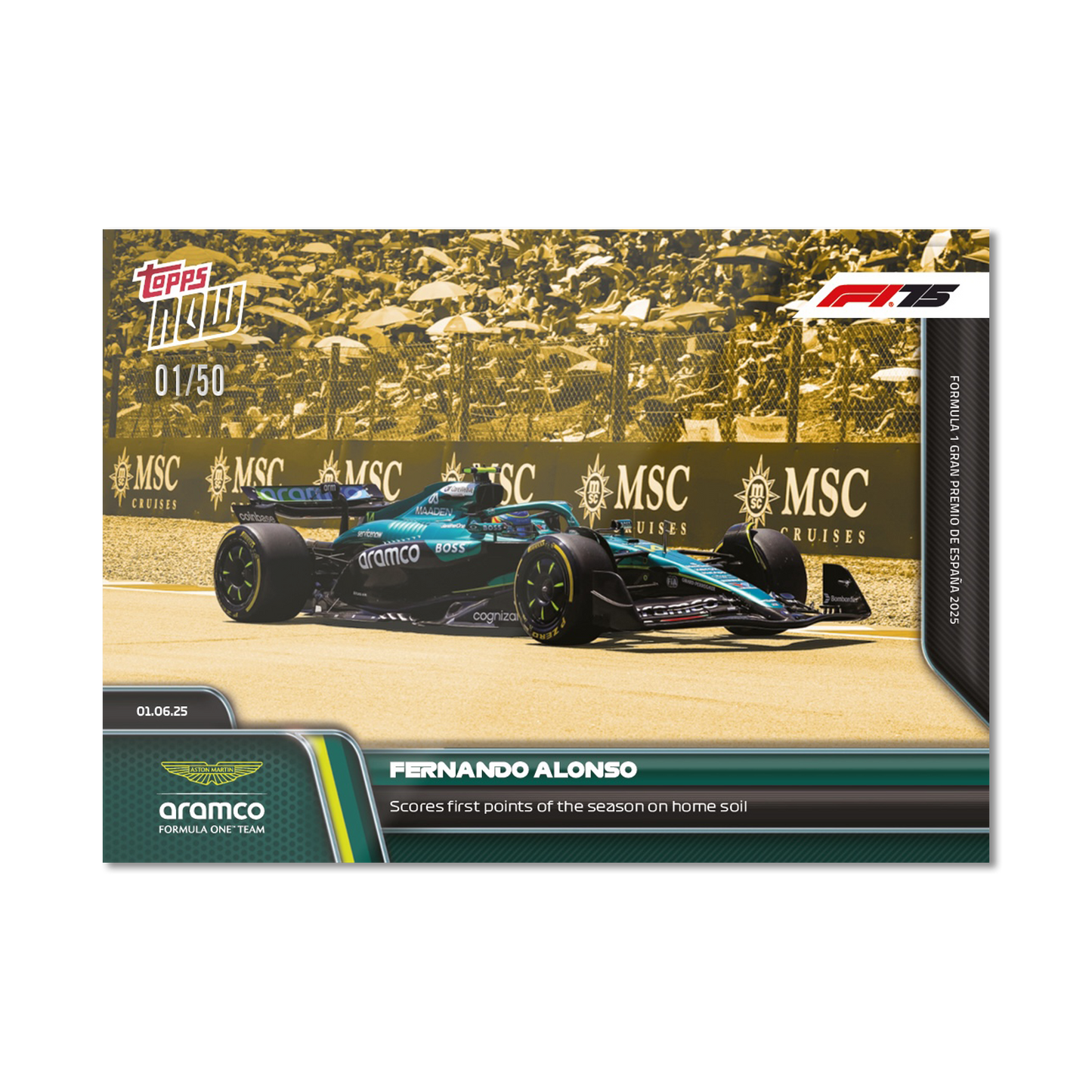 Fernando Alonso - 2025 Formula 1® Topps NOW® - Card 43 - PR: 707