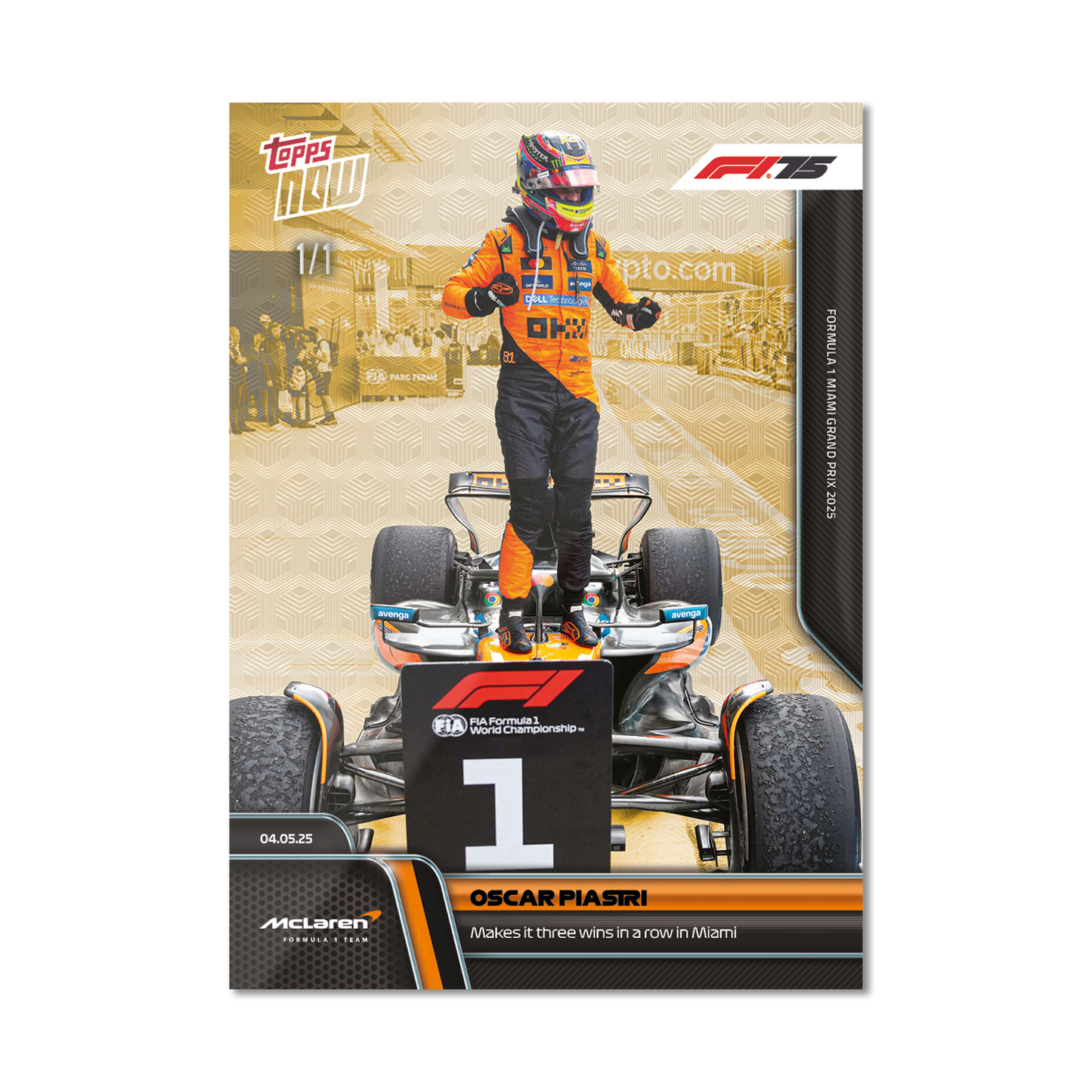 Oscar Piastri - 2025 Formula 1® Topps NOW® - Card 34 - PR: 2260
