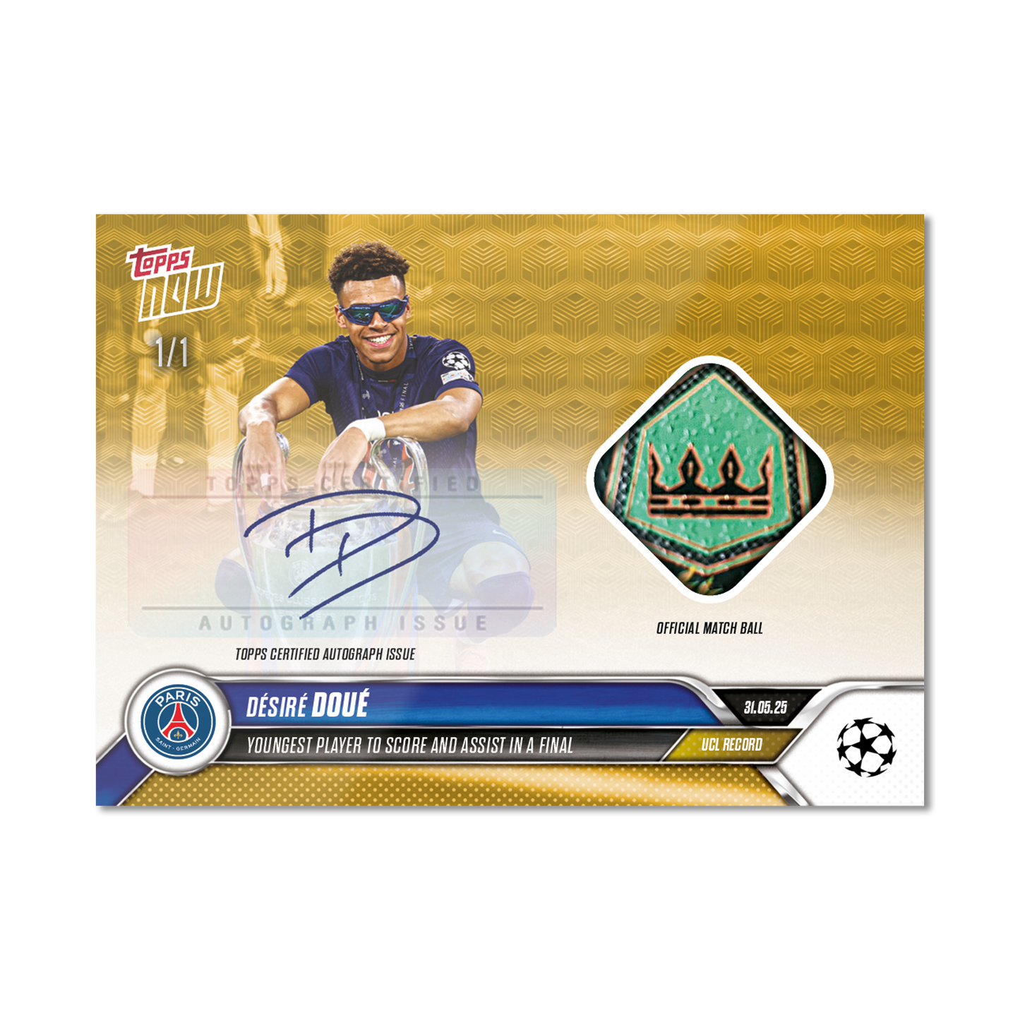 Désiré Doué - 2024-25 UCL Topps NOW® - Card 162 - LOOK FOR AUTO-RELIC - PR: 5843