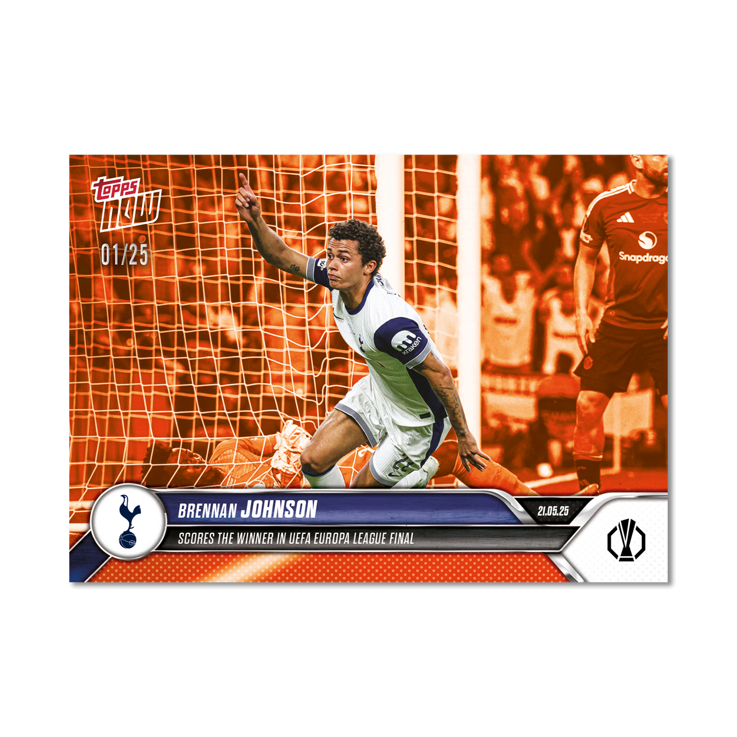 Brennan Johnson - 2024-25 UEL Topps NOW® Card 36 - LOOK FOR RELIC AND AUTO-RELIC - PR: 1925