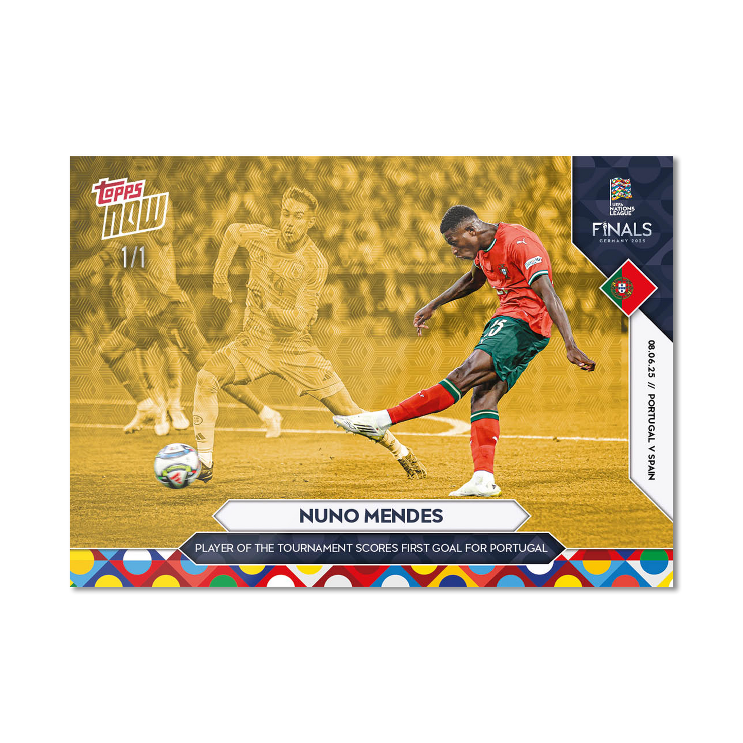Nuno Mendes - 2025 UEFA Nations League Topps NOW® - Card 6 - PR: 421