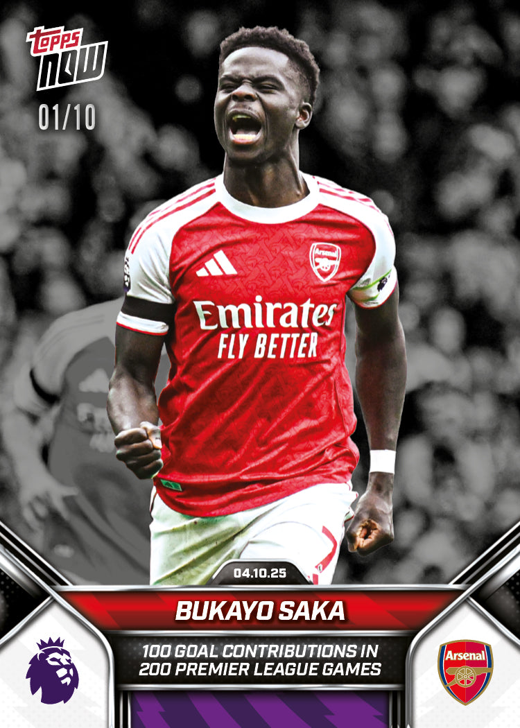Bukayo Saka - 2025-26 Premier League Topps NOW® - Card 31 - PR: 1025