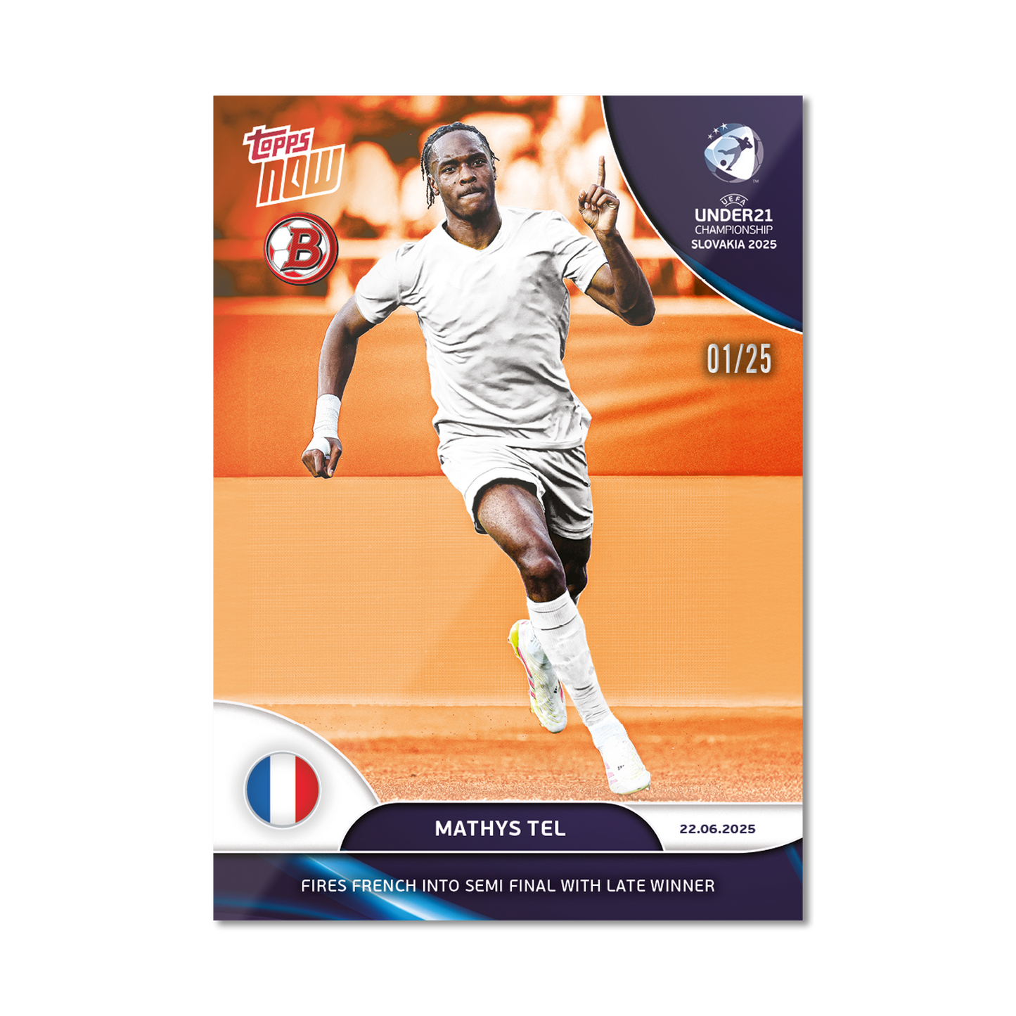 Mathys Tel - 2025 UEFA Euro U-21 Topps NOW® - Card 9 - PR: 126