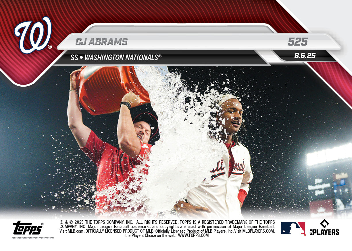 CJ Abrams - 2025 MLB Topps NOW® - Card 525 - PR: 359