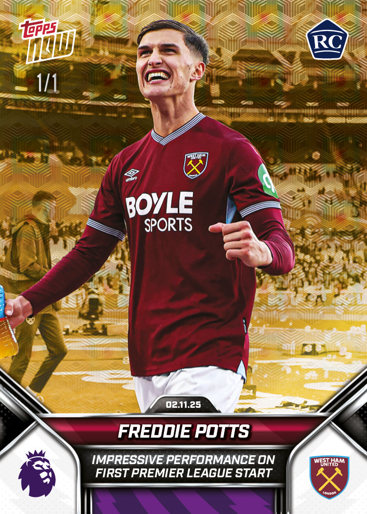 Freddie Potts - 2025-26 Premier League Topps NOW® - Card 50