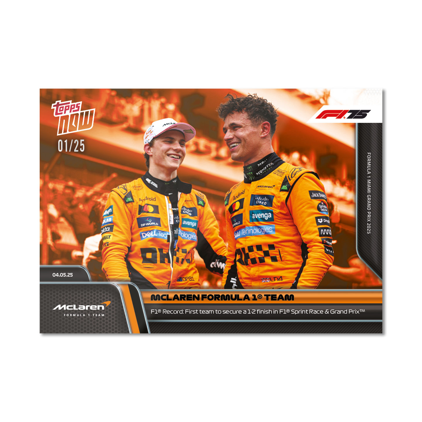 McLaren Formula 1 Team - 2025 Formula 1® Topps NOW® - Card 35 - PR: 1522