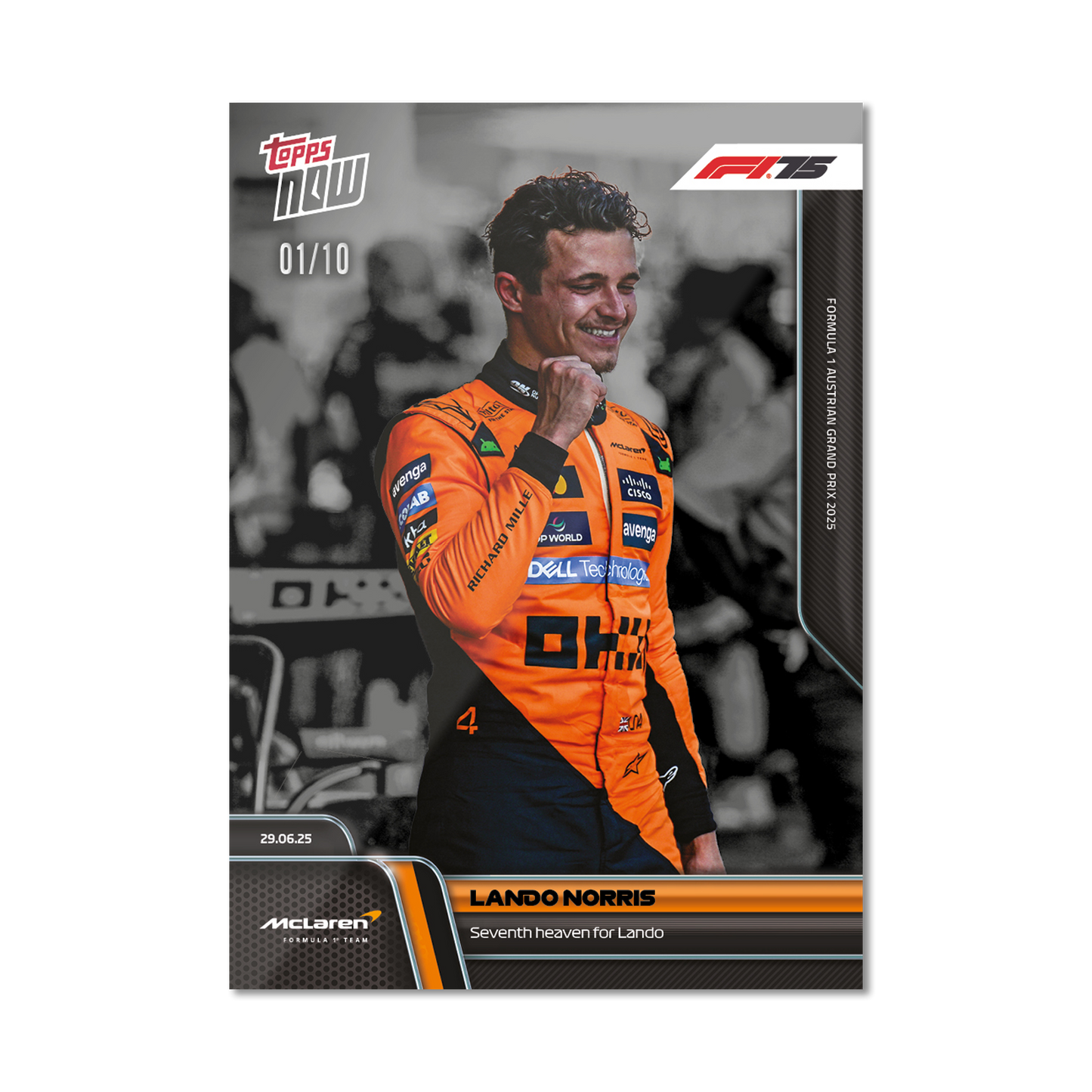 Lando Norris - 2025 Formula 1® Topps NOW® - Card 47 - PR: 2228