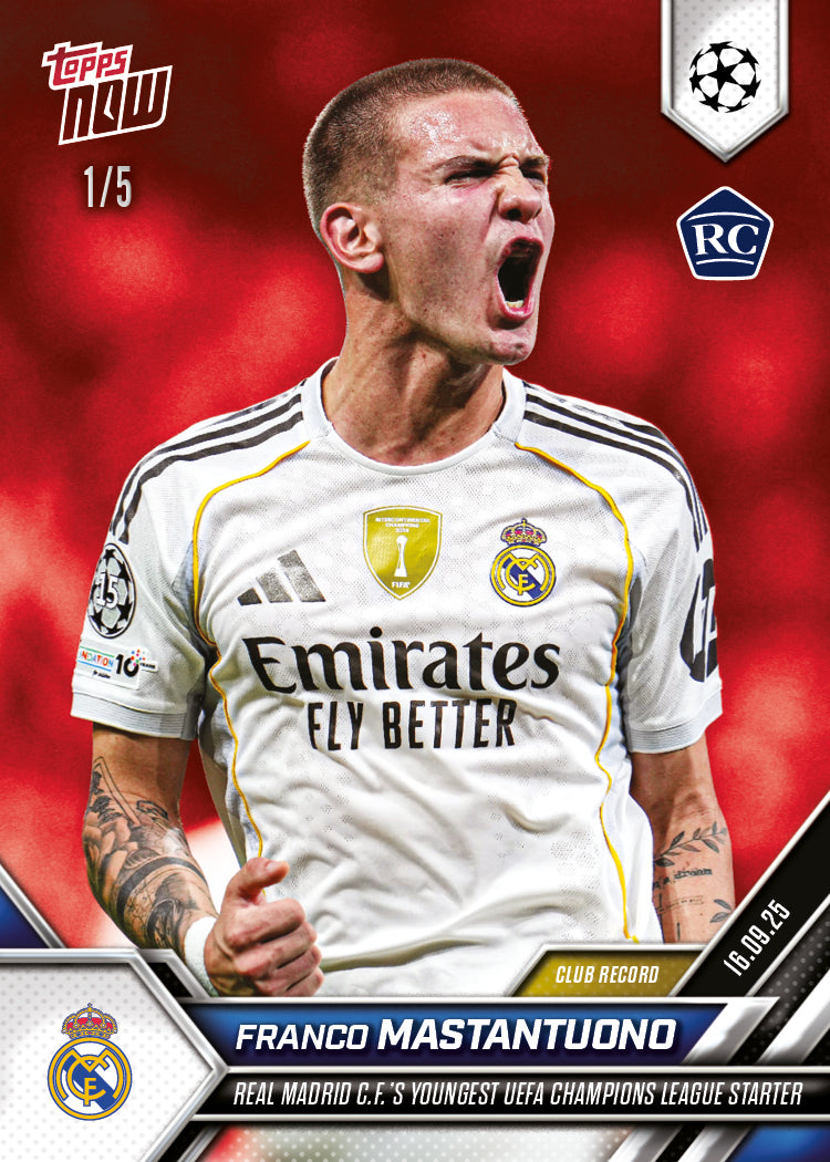 Franco Mastantuono - 2025-26 UCL Topps NOW® Card 7 - PR: 4205