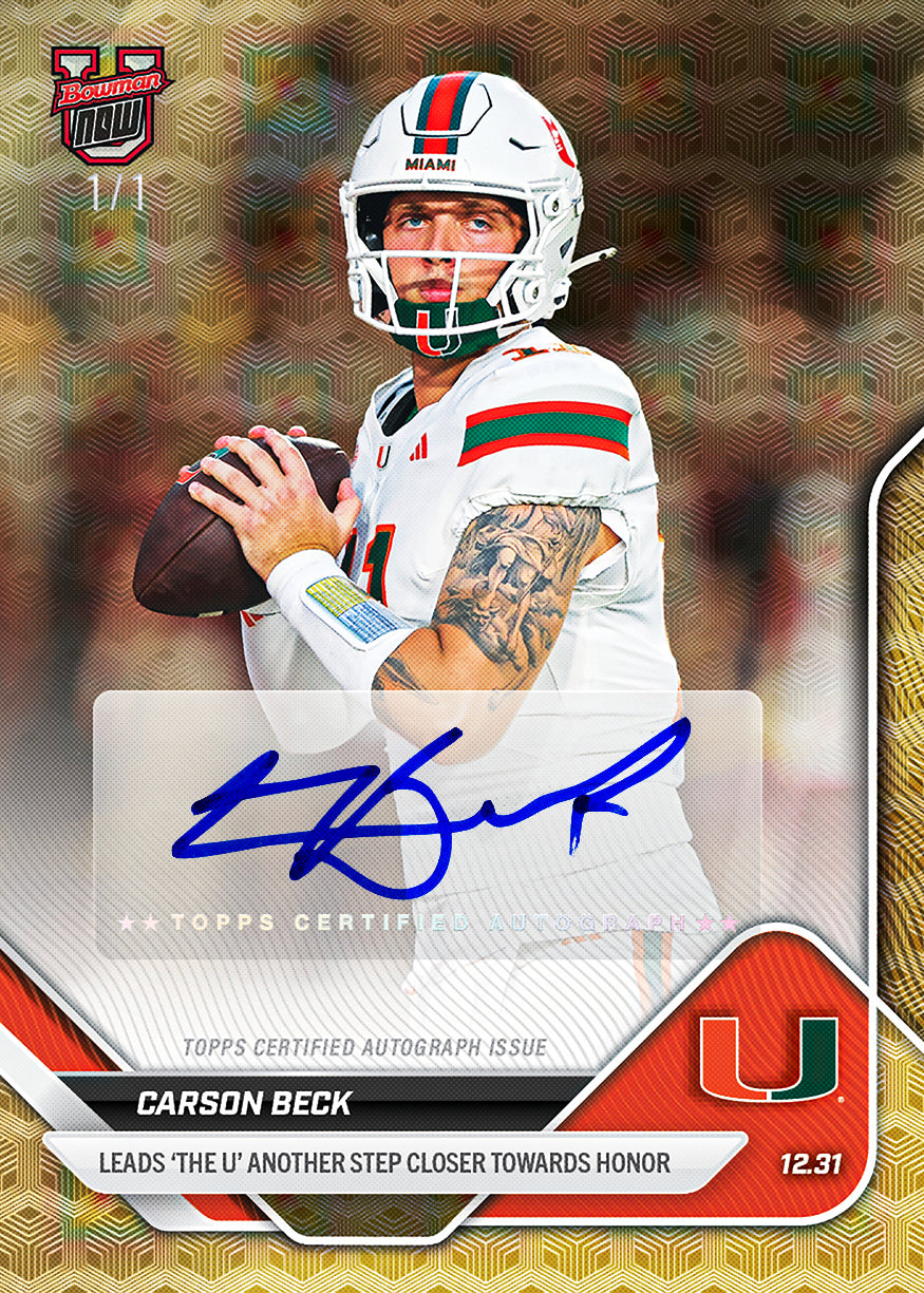 Carson Beck - 2025-26 Bowman U NOW® Football - Card 63 - PR: 1627