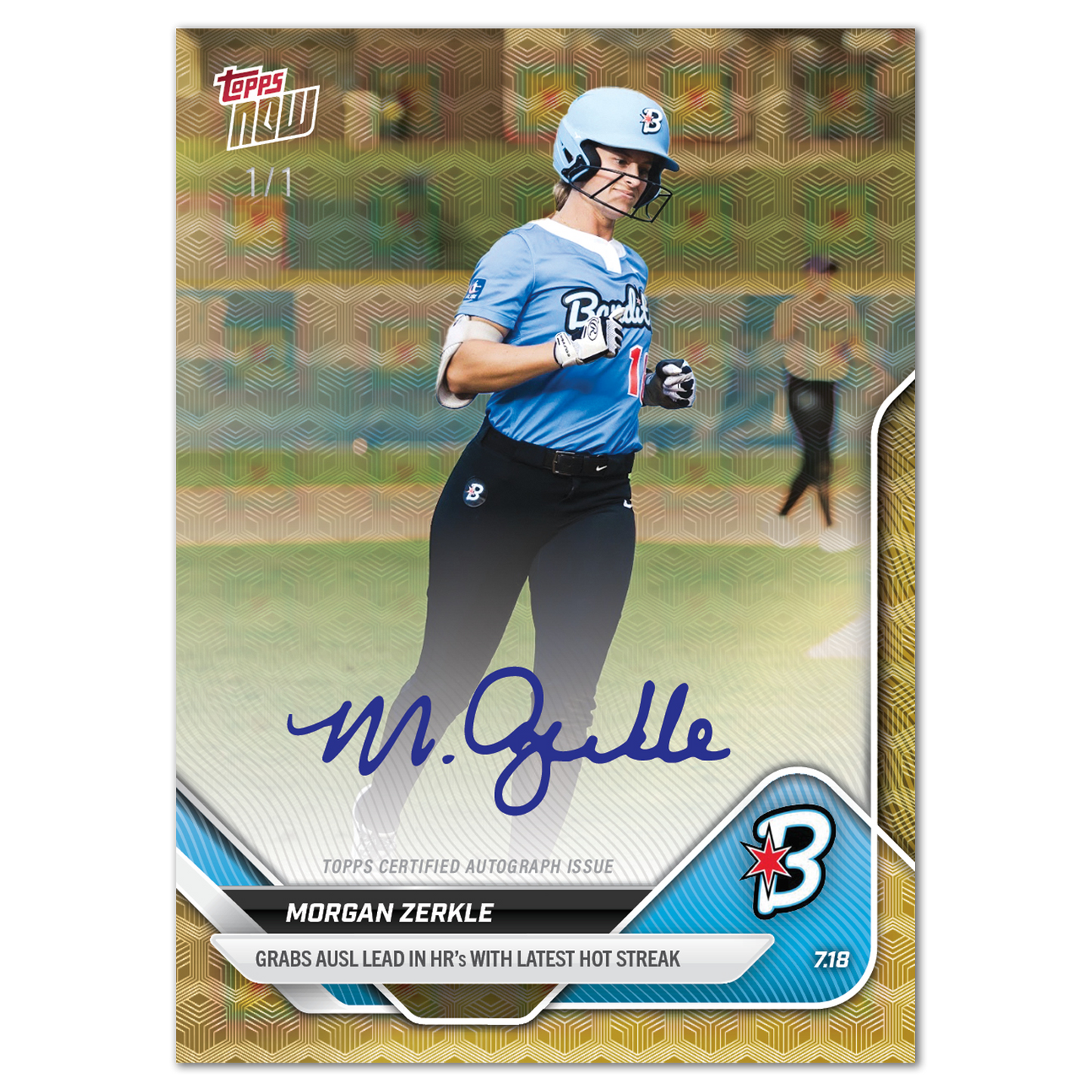 Morgan Zerkle - 2025 AUSL Topps NOW® - Card 21 - LOOK FOR AUTOS - PR: 904