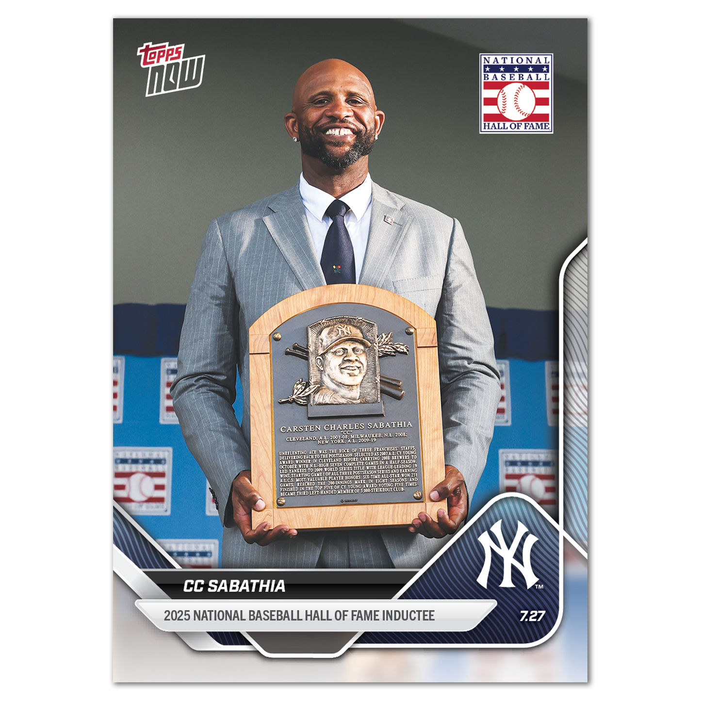 CC Sabathia - 2025 MLB Topps NOW® - Card 473 - LOOK FOR AUTOS - PR: 2144