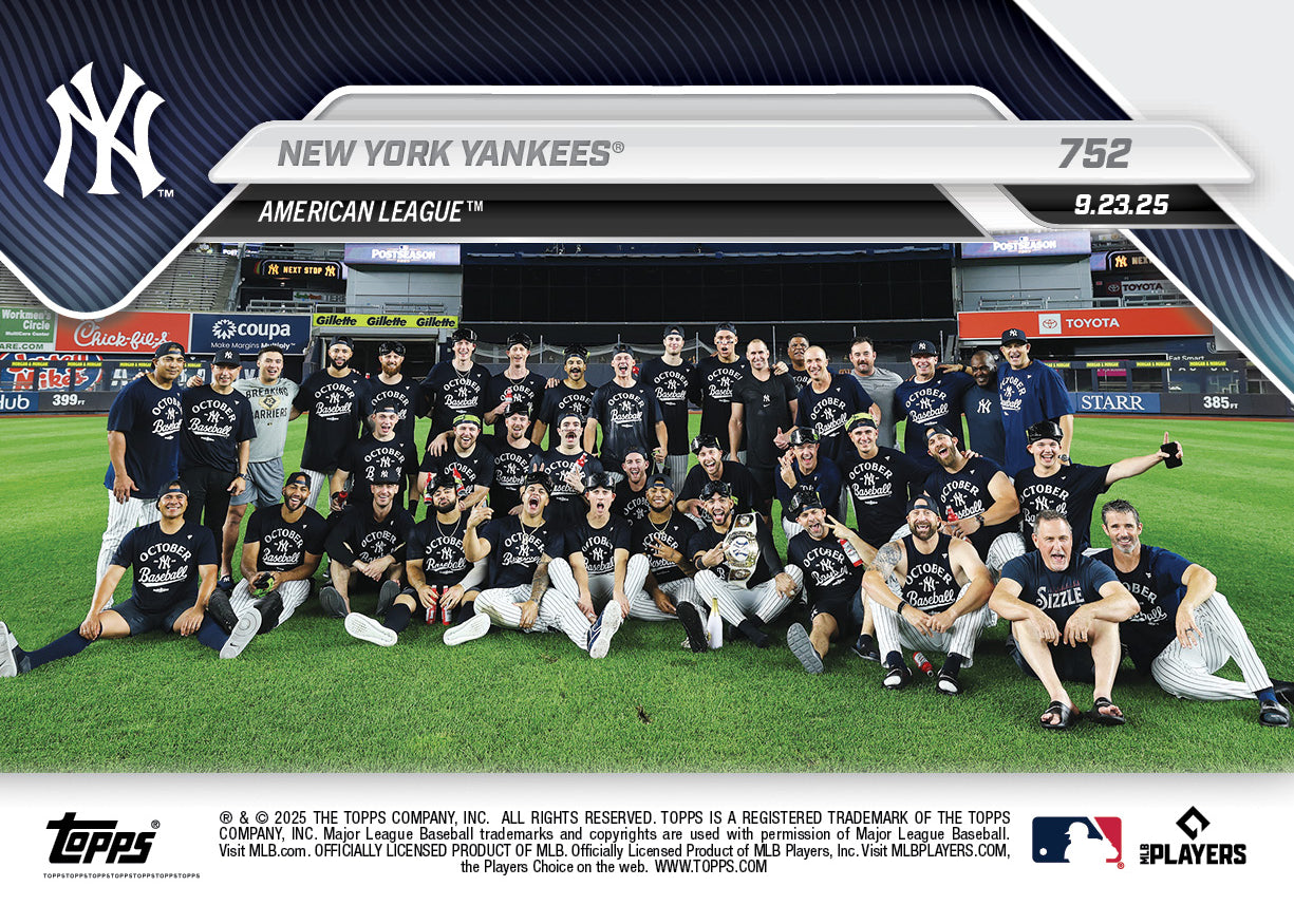 New York Yankees - 2025 MLB Topps NOW® - Card 752 - PR: 1100