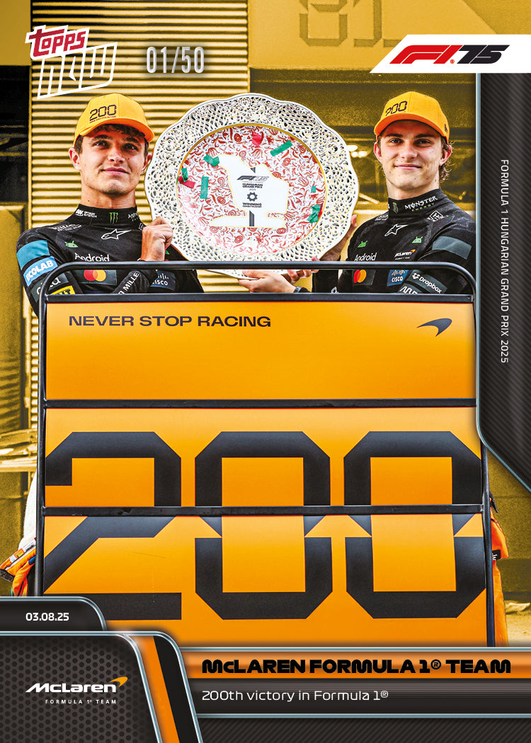 McLaren Formula 1® Team - 2025 Formula 1® Topps NOW® - Card 54 - PR: 3428