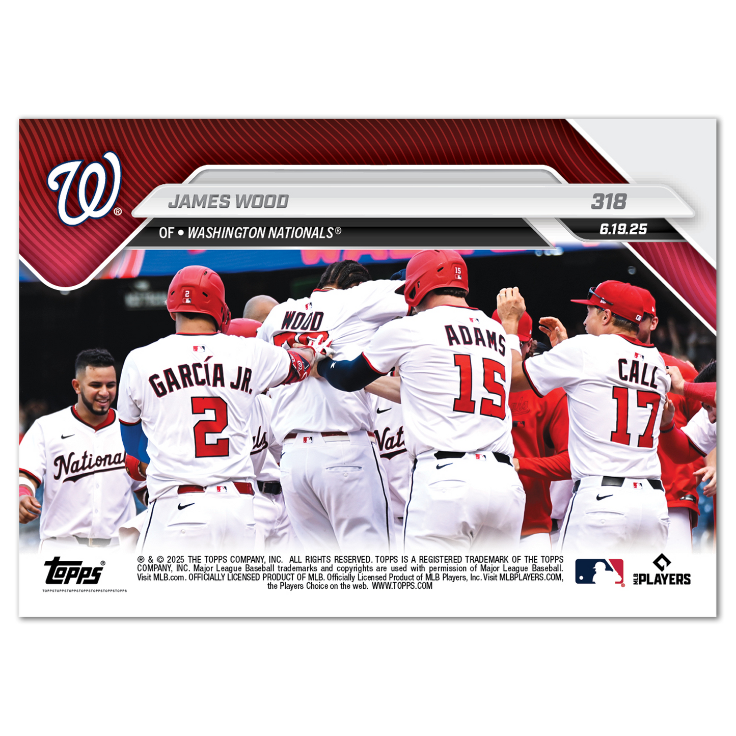 James Wood - 2025 MLB Topps NOW® - Card 318 - LOOK FOR AUTOS - PR: 3398