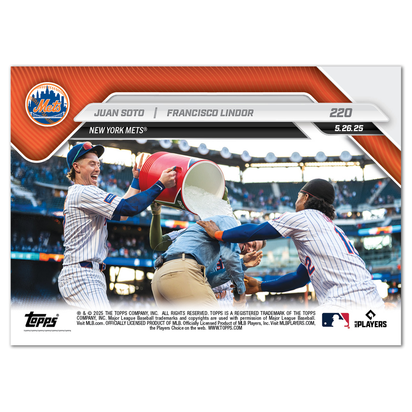 Juan Soto/Francisco Lindor - 2025 MLB Topps NOW® - Card 220 - PR: 2801