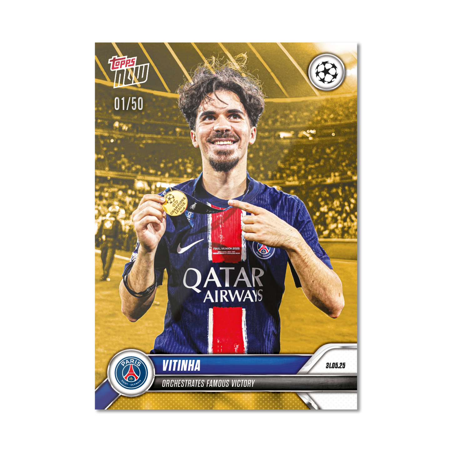 Vitinha - 2024-25 UCL Topps NOW® - Card 165 - LOOK FOR AUTO-RELIC - PR: 1025