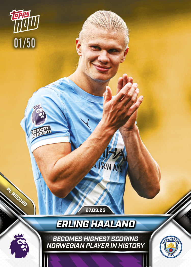Erling Haaland - 2025-26 Premier League Topps NOW® - Card 27 - PR: 1315