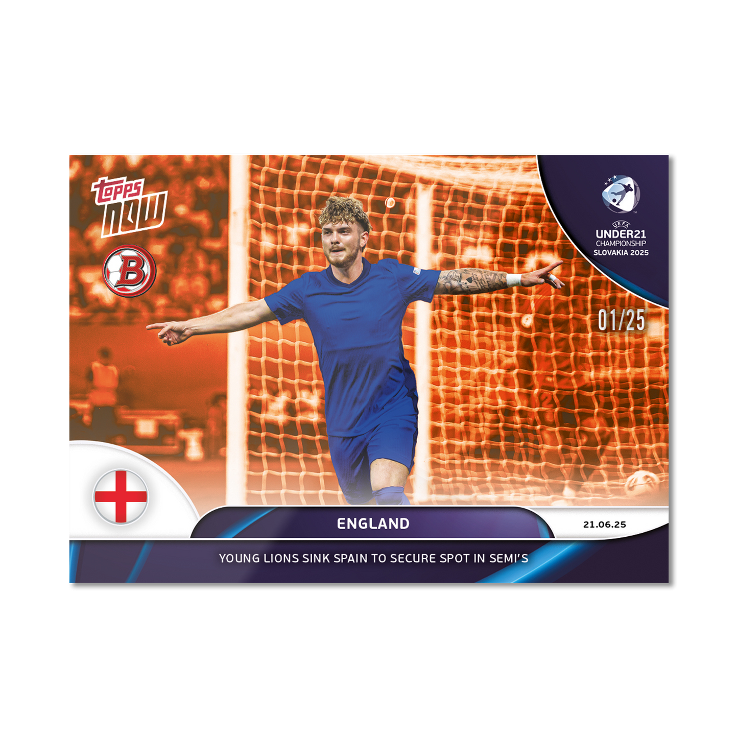 England - 2025 UEFA Euro U-21 Topps NOW® - Card 7 - PR: 94