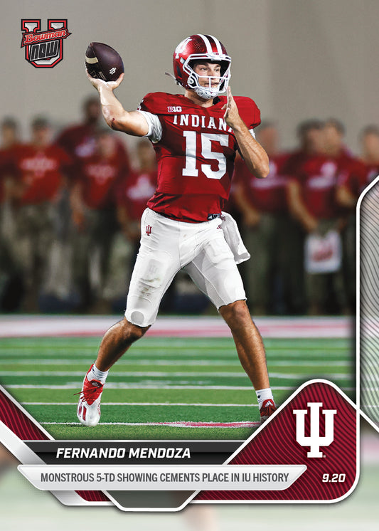 Fernando Mendoza - 2025-26 Bowman U NOW® Football - Card 17 - LOOK FOR RELICS & AUTO-RELICS - PR: 2733