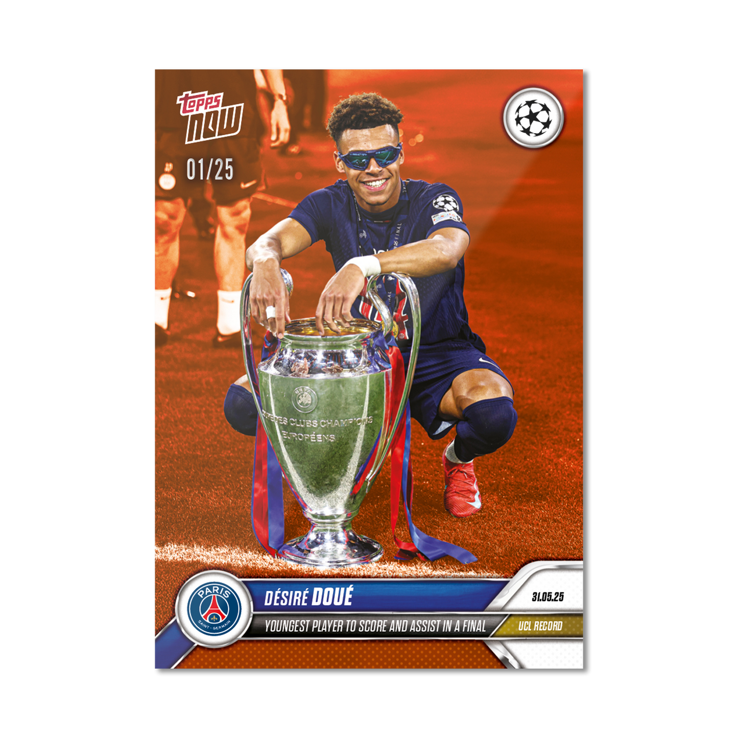 Désiré Doué - 2024-25 UCL Topps NOW® - Card 162 - LOOK FOR AUTO-RELIC - PR: 5843