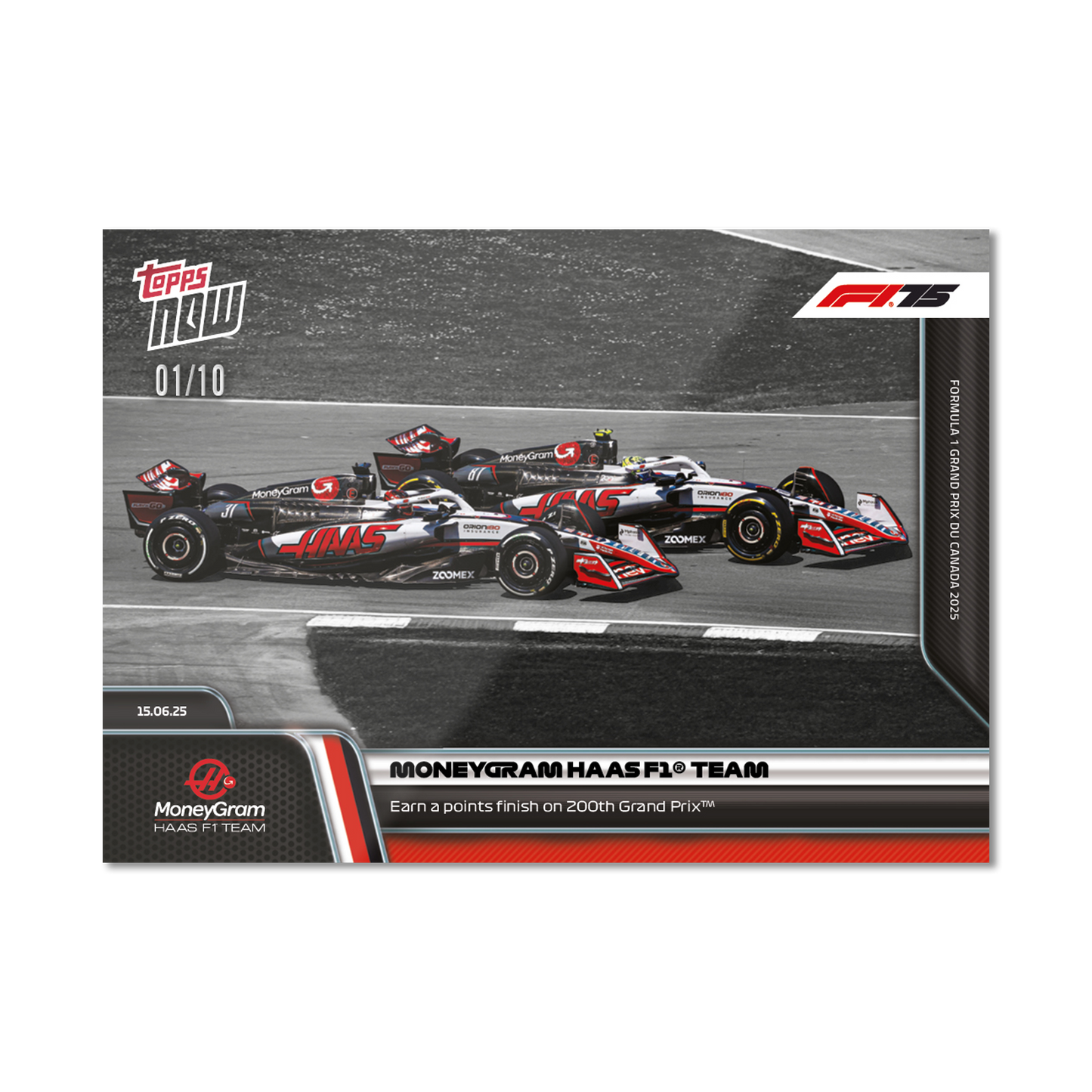 MoneyGram Haas F1® Team - 2025 Formula 1® Topps NOW® - Card 46 - PR: 729