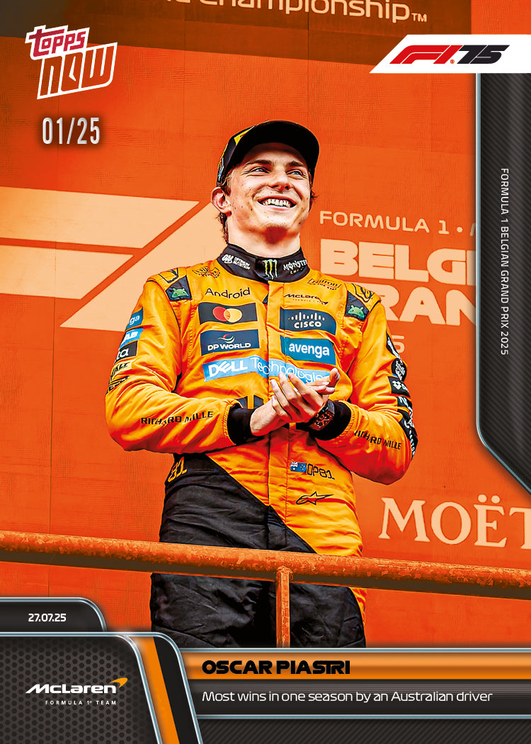Oscar Piastri - 2025 Formula 1® Topps NOW® - Card 52 - PR: 2404