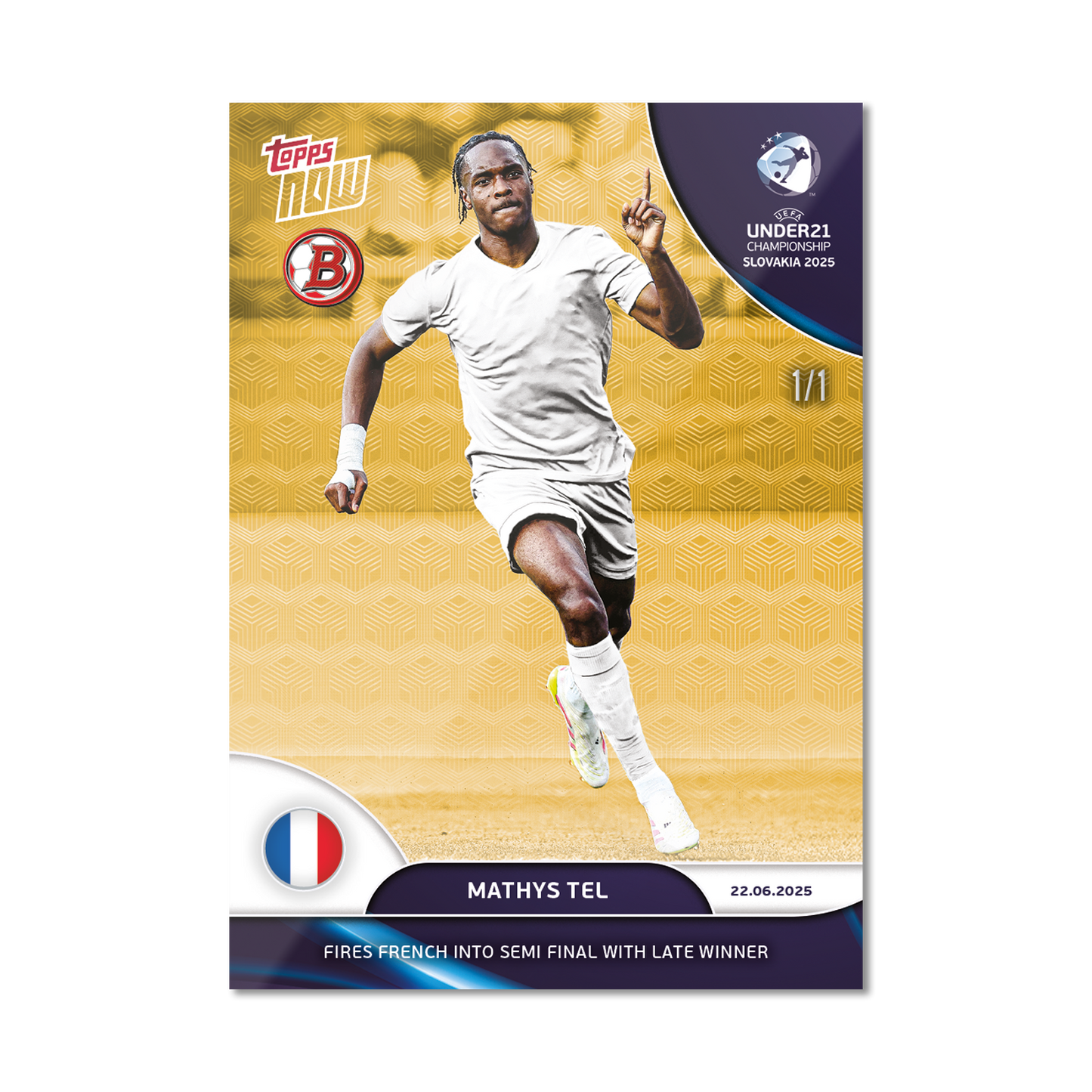 Mathys Tel - 2025 UEFA Euro U-21 Topps NOW® - Card 9 - PR: 126