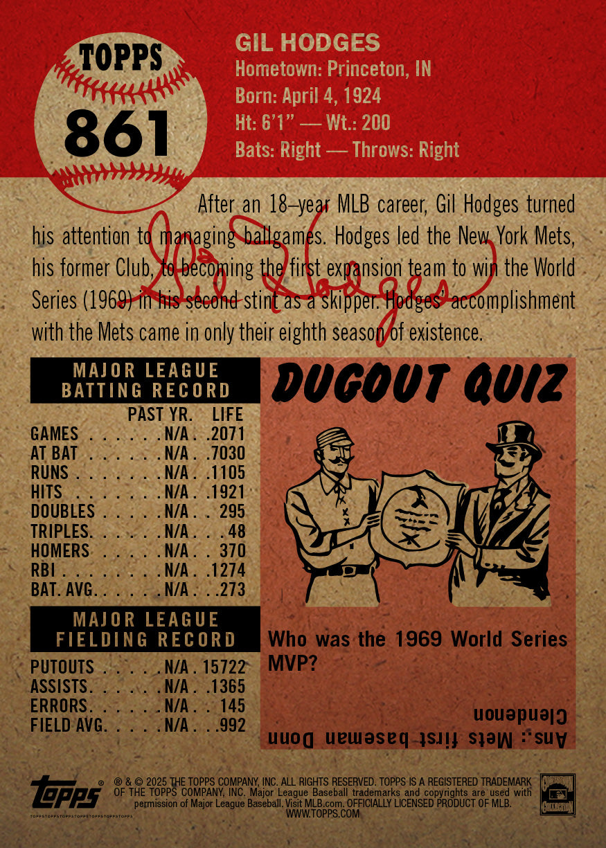 Gil Hodges - 2025 MLB Living Set® - Card 861 - PR: 1541